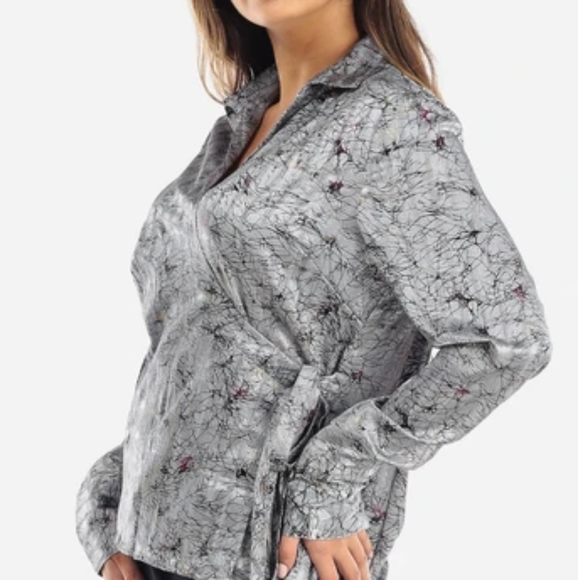 Gray Metallic Blouse - Picture 3 of 4